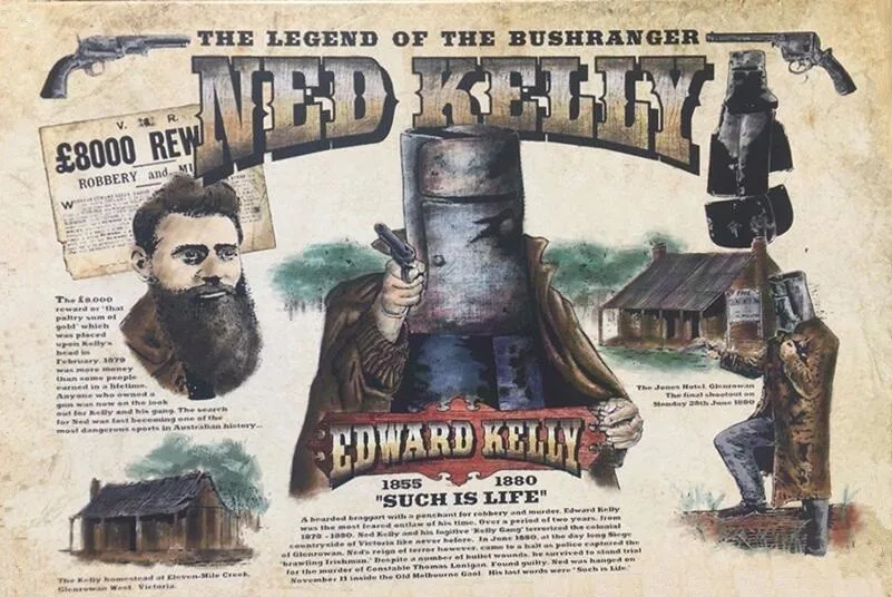 Ned kelly man cave 20x30cm gargoyl wanted acdc бензин виски Route 66 emu плакат для бара паба декор стен в