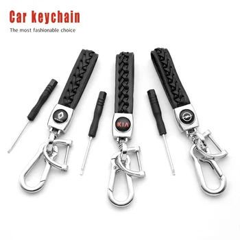 

1pcs Leather Rope Car keychain Horseshoe Buckle key ring for Mercedes BMW Jeep Audi Honda Peugeot Toyota Ford Mitsubishi Renault