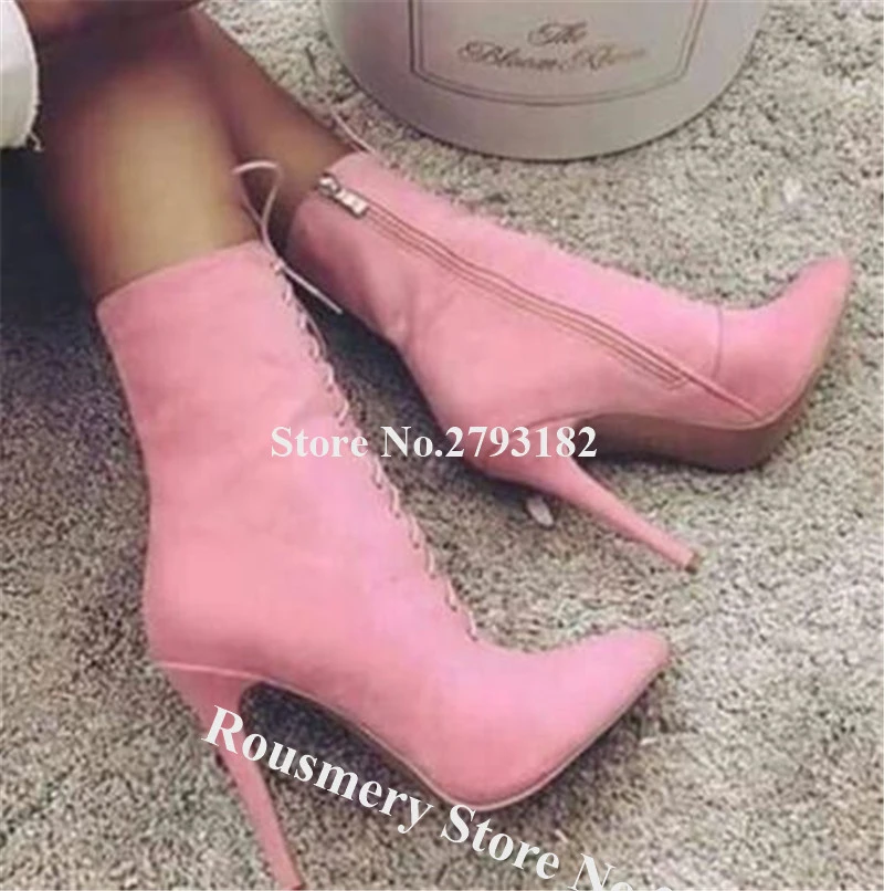 pink high heel booties