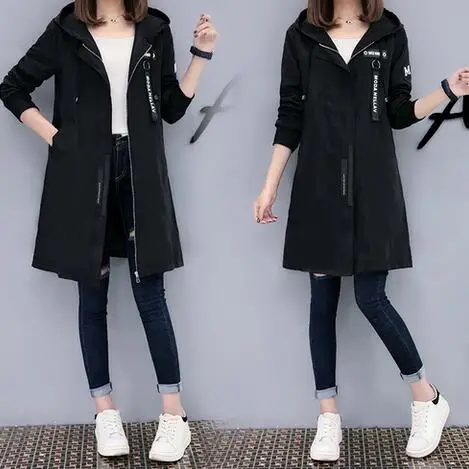 2020 New Winter Trench Coat Women Long Sleeve With Hood Medium Long Army Green Female Coat Casaco Feminino Coats DW690