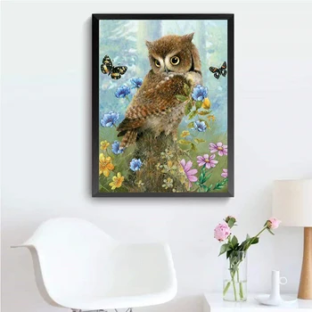

5D Diamond Painting Flower Owl Cross Stitch Embroidery Full Drill Mosaic Kit Stitch DIY Framed Drill Eco-friendly Craft