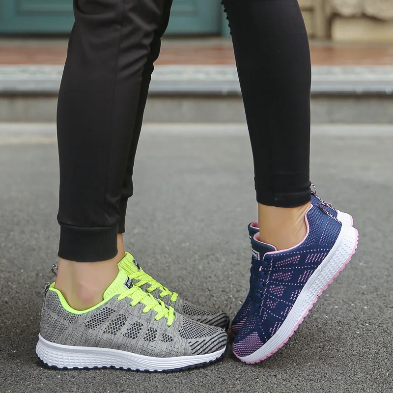 

Women Casual Shoes Fashion Breathable Walking Mesh Flat Shoes Sneakers Women 2019 Gym Vulcanized Tenis Feminino