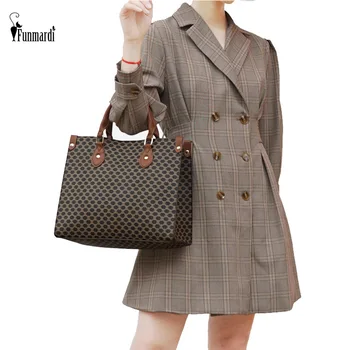 

FUNMARDI New 2020 Vintage Flower Female Handbags and Purses PU Leather Shoulder Bags For Women Bag 2 Set Composite Bags WLHB2091