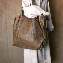 Большая сумка из натуральной мягкой воловьей кожи, Ретро стиль, сумка на одно плечо, цветная женская сумка, большая сумка из натуральной кожи