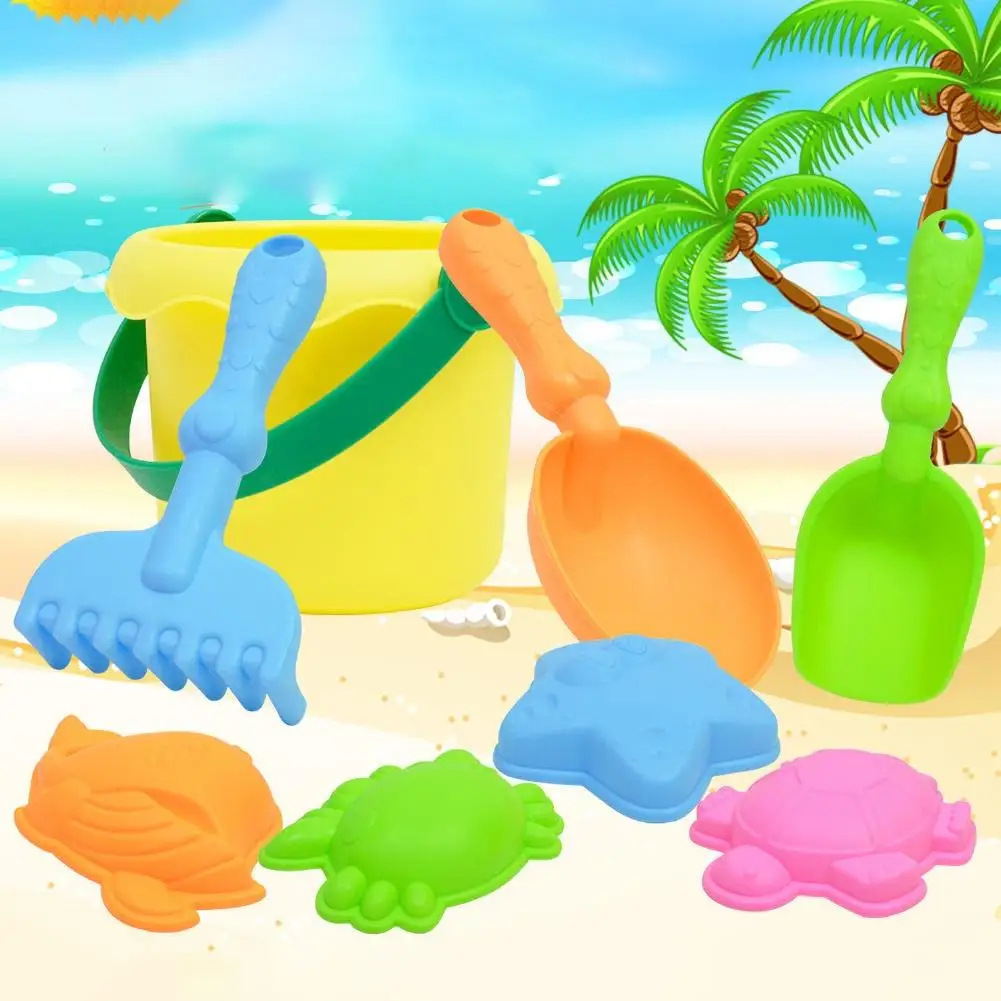 Random Color 8Pcs Kids Sand Beach Toy set Castle Bucket Spade Shovel Rake Water Tools Set For Toys Good Gift to | Игрушки и хобби
