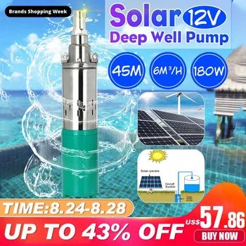 

12V DC Submersible Pump Lift 45m 180W Deep Well Water DC Pump Alternative Energy Solar Power Submersible Pump Irrigation Garden