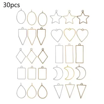 

30Pcs Geometric Shape Metal Frame Set DIY Epoxy Resin UV Crystal Silicone Molds Jewelry Pendant Making Accessories