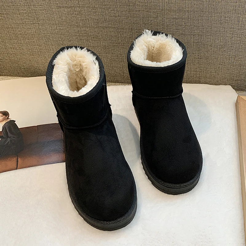 Rimocy/зимние ботинки г., супер теплые плюшевые женские зимние ботинки модные хлопчатобумажные туфли на плоской подошве без шнуровки женские черные повседневные ботинки на платформе