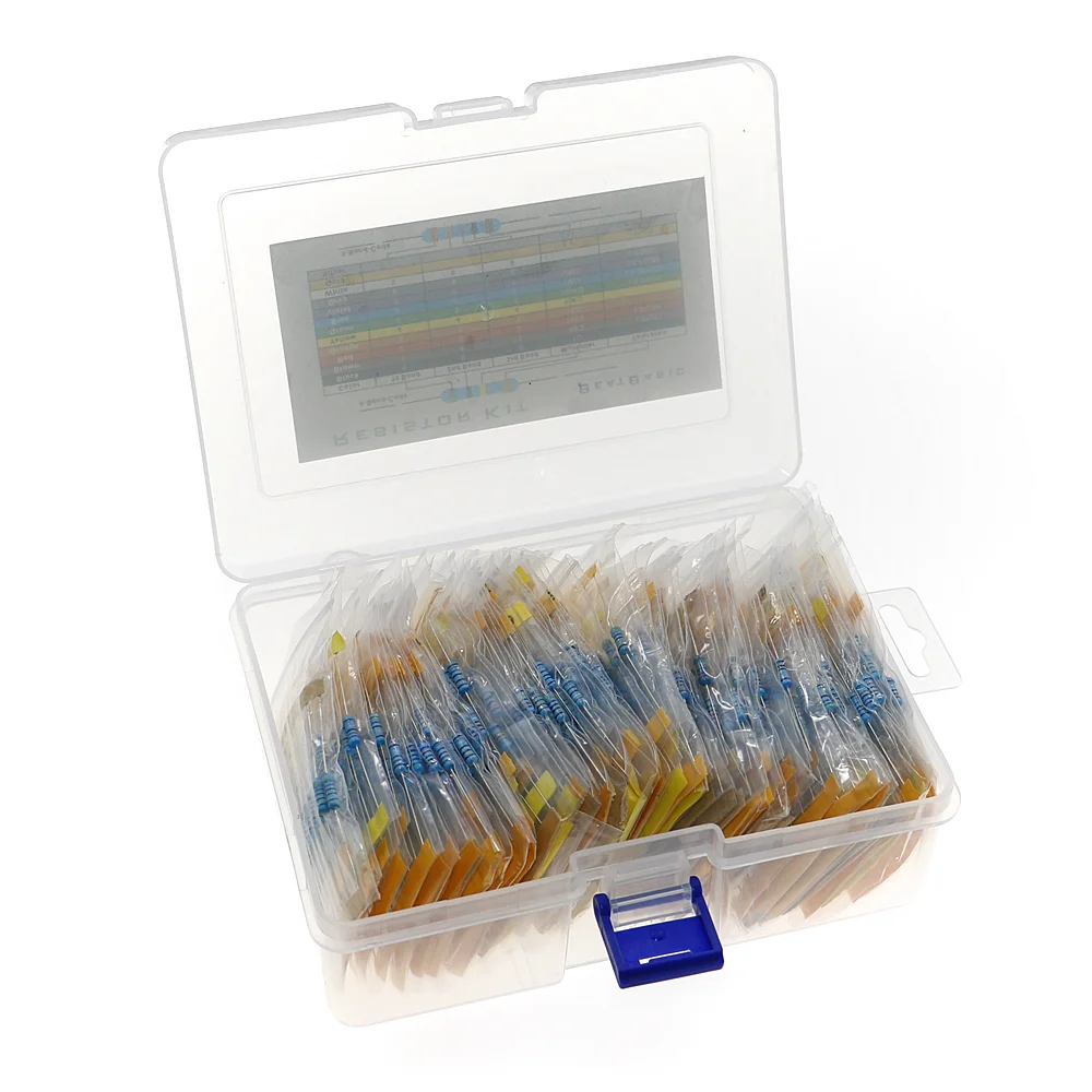 860 개/상자 86 값 * 10pcs 1% 1/2W 저항 팩 세트 diy 금속 필름 저항 키트 사용 컬러 링 저항 (0.1 ohms 10 M ohm)