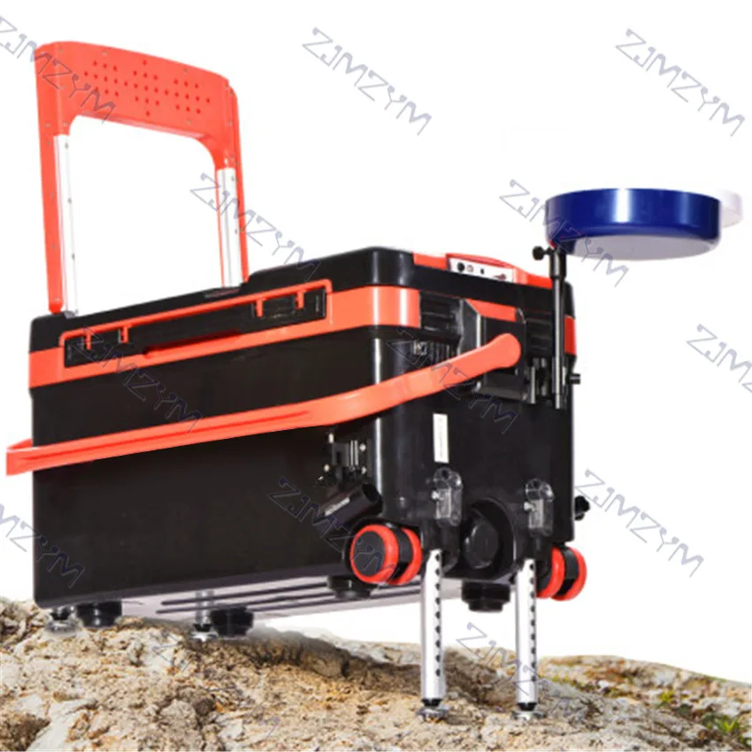 US $133.09 40L New FourLeg Lifting Hard Fishing Box Multifunctional Luxury Fishing Box Fishing Container With Cushion And Bracket Full Set