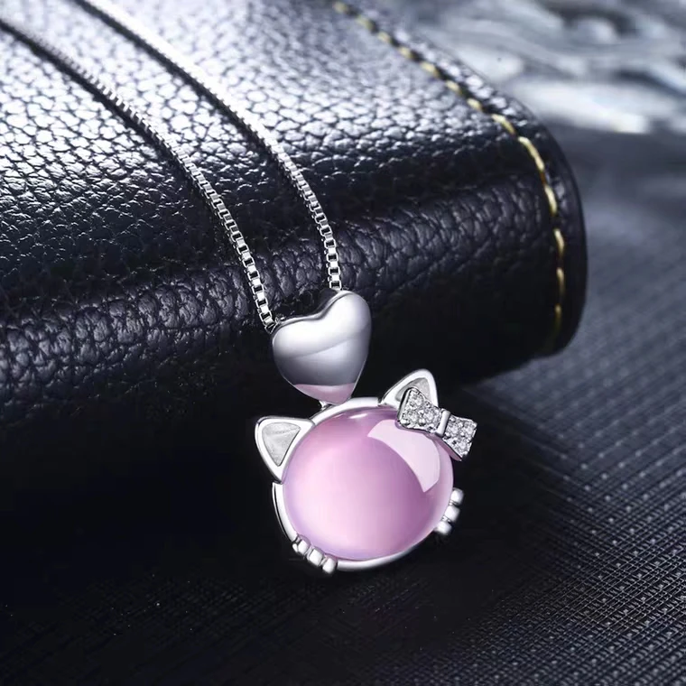 

Natural Rose Quartz Star Light Pendant 18x13mm Kitty Cat Women Mozambique Queen Clasp Crystal Pendant Jewelry AAAAA
