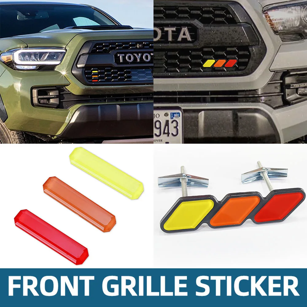 Car Front Grill Emblem Auto Acrylic Tricolor Badge Decoration Stickers