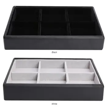 

Portable 6 Grids Jewelry Storage Tray Watch Bracelet Necklace Display Box Organizer Display Holder Jewelry Packaging Accessories