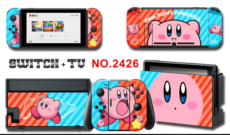 1set New Cute Anime Full Body Sticker for NS Switch Protective Cover Skin Colorful Art for Game Console Joy-Con Controller Decor
