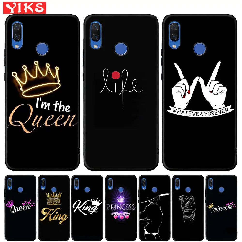 Мультяшной короной чехол для Honor 20 9X Pro 10 9 8 Lite с надписью King Queen принцессой 9i 8X 8S 7A 7C