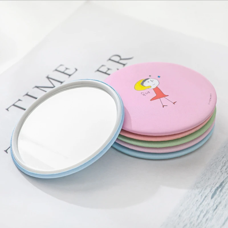 

Convenient Cute Cartoon Mini Portable Round Hand Mirror Pocket Portable Makeup Tools Makeup Random Delivery