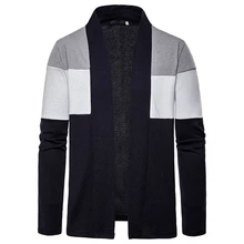 MoneRffi, мужской вязаный свитер, Повседневная Лоскутная куртка, трехцветный кардиган с глубоким v-образным вырезом, мужской вязаный свитер