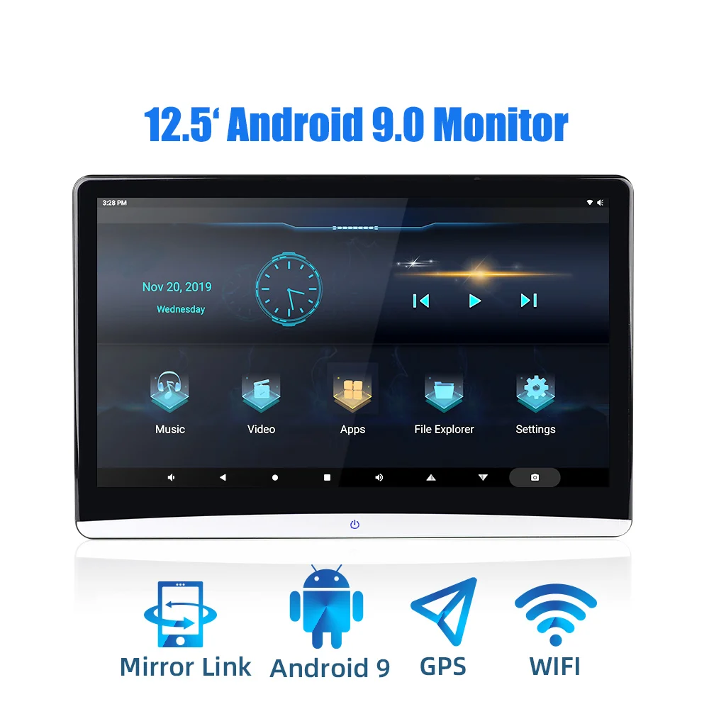 12,5 дюймовый Android 9,0 Автомобильный подголовник монитор 1920*1080 4K 1080P сенсорный экран wifi/Bluetooth/USB/SD/HDMI/FM/зеркальное отображение - Цвет: only Monitor(1 pcs)