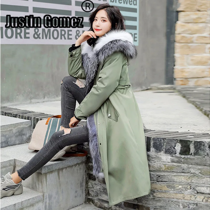Best New Outwear Luxury Highstreet Fox Big Fur Collar Fur Coat Parka Warm Thicken Streetwear Charming Ladies Women Winter 2019 Coats