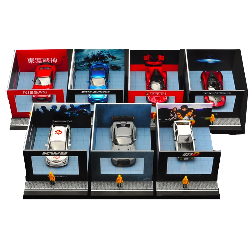 

1:64 Car model Storage dustproof display box Window display Stand scene simulation Decoration painting Vehicle model accessories