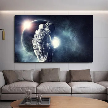 

RELIABLI ART Planets Solar System Earth And Astronaut Canvas Painting Wall Art Pictures for Living Room Home Decoration Cuadros