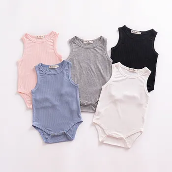 

Newborn Baby Boy Bodysuit Summer Thin Sleeveless Baby Girls Clothes Casual Solid Twins Baby Boy Clothes Climbing Outfits 2020