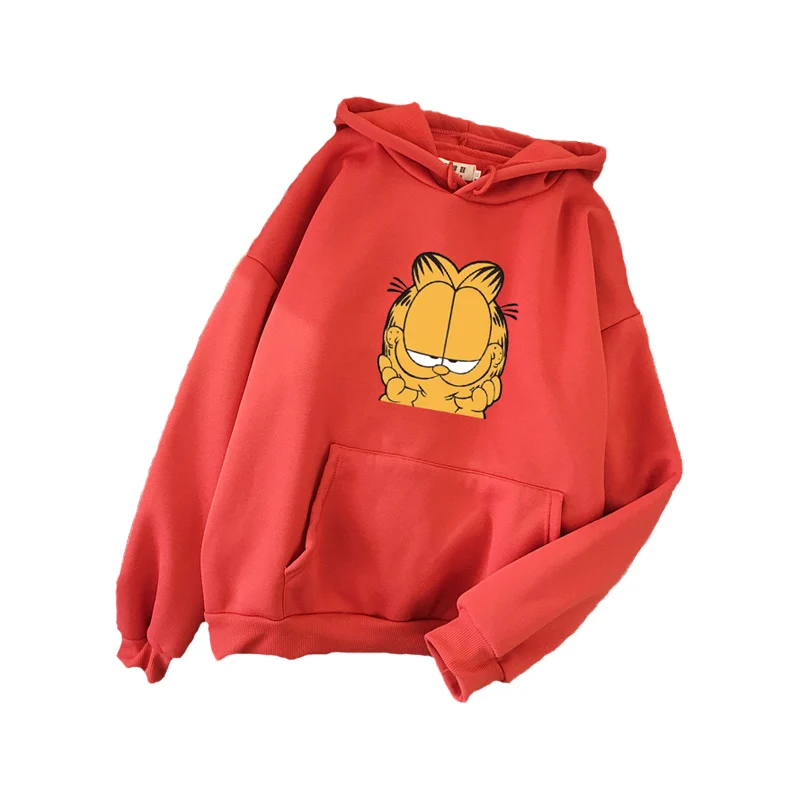 Red Shellsuning/зимняя женская толстовка с капюшоном и мультяшным принтом, Harajuku, белые, розовые пуловеры с длинными рукавами, женская одежда - Цвет: Red
