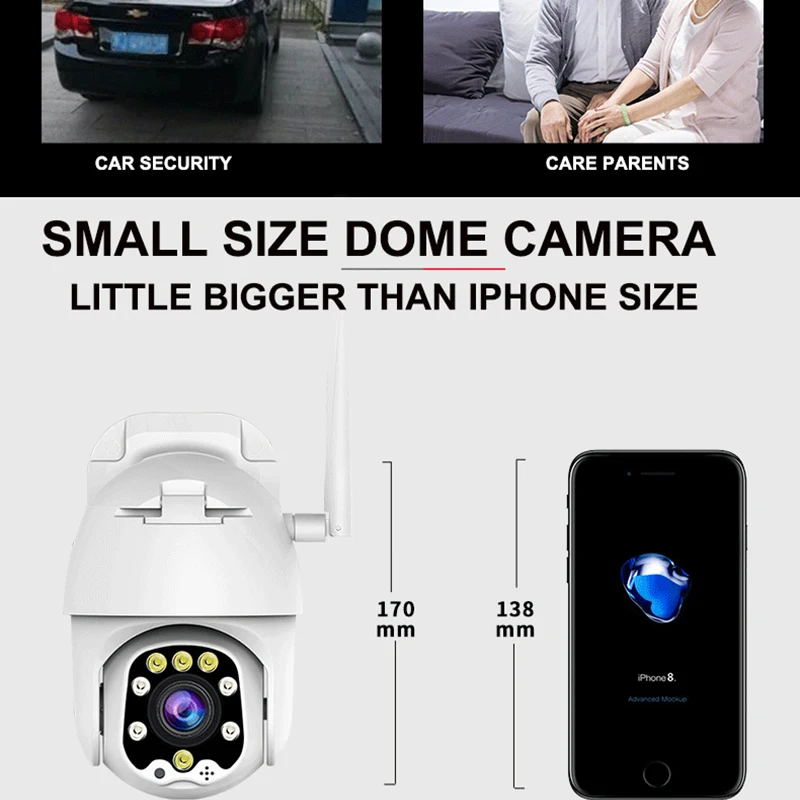 Водонепроницаемая наружная камера 1080P с углом обзора 360 градусов Wi Fi беспроводная