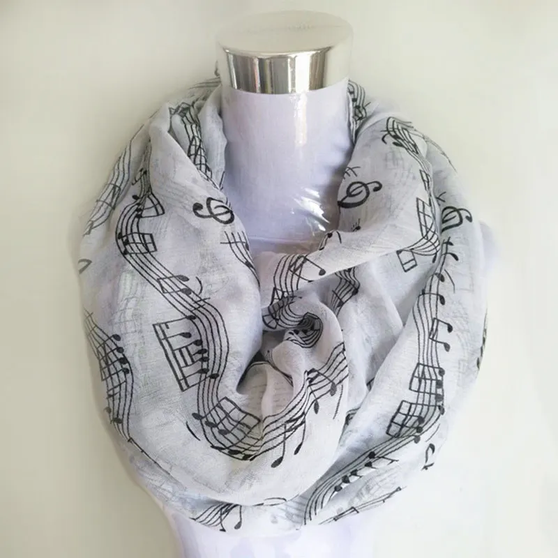 Модный теплый шарф с музыкальными нотами, женский шарф-петля