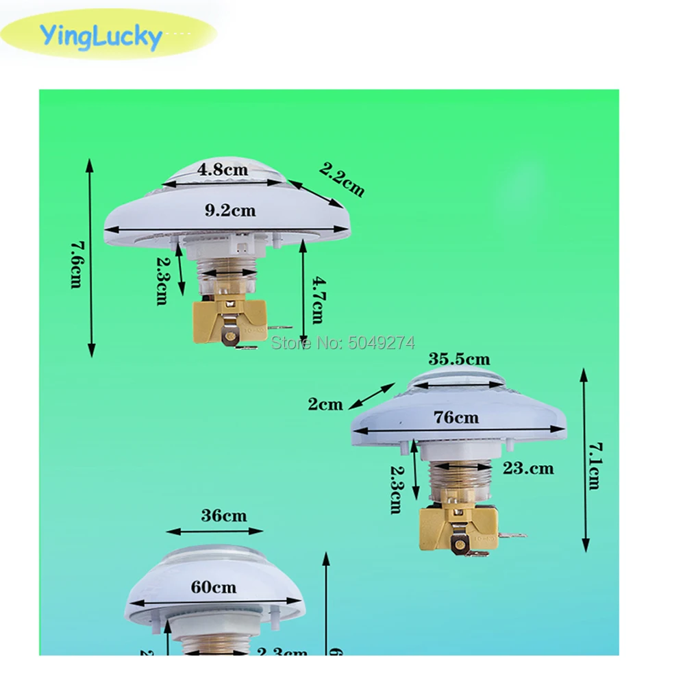 Bouton LED coloré pour machine d'arcade, grue à griffes, poupée, 12V, 45mm, 60mm, 80mm, 76mm, 1PC
