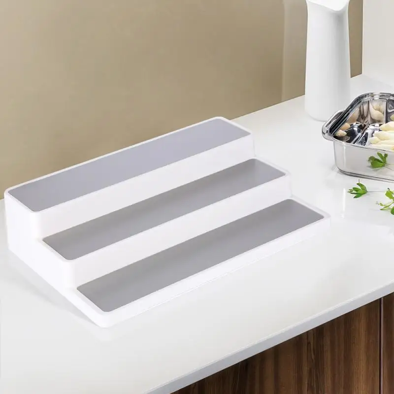 

White 3 Tier Shelf Jar Rack Holder Cupboard Organiser Storage Kitchen Tool NEW