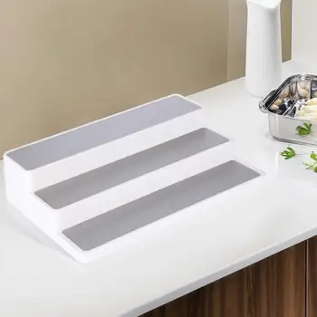 

White 3 Tier Shelf Jar Rack Holder Cupboard Organiser Storage Kitchen Tool NEW