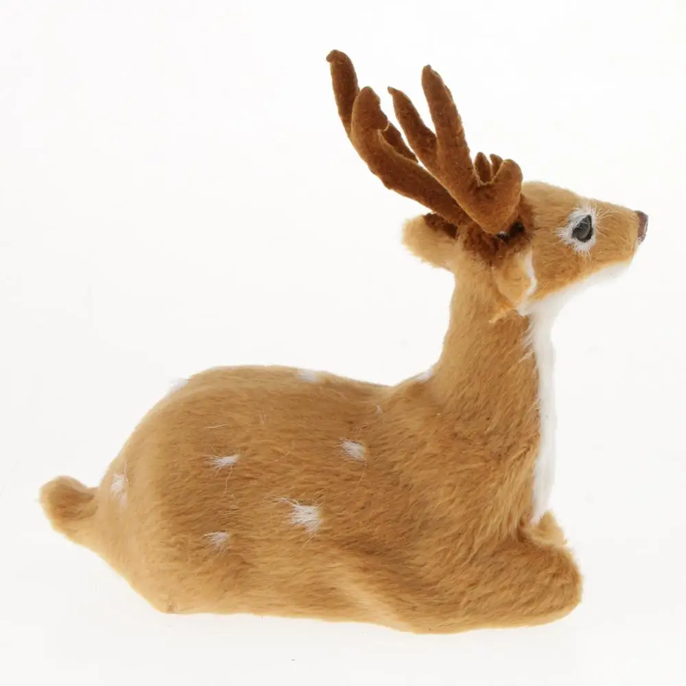 Simulation Lying Christmas Sika Artificial Deer Reindeer Fairy Garden Miniatures Prop Animal Model Figurine Shop Window Showcase