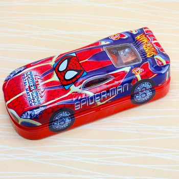 

Disney car styling cartoon double layer Pencil case Frozen Mickey Spiderman Stationery Pen Case Car mobilization school supplies