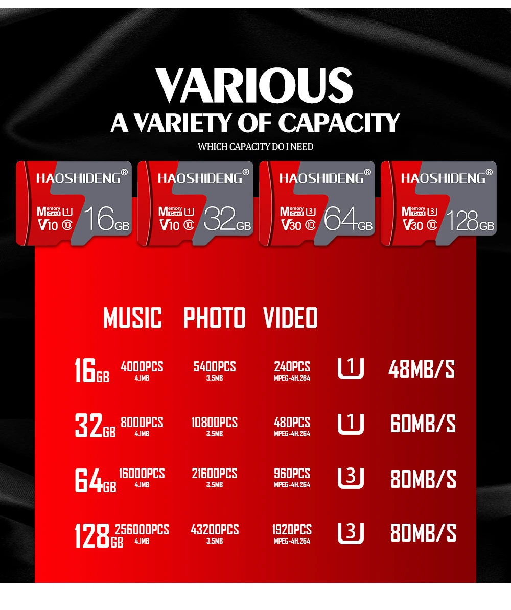 Оригинальная качественная карта Micro SD U3, 4 ГБ, 8 ГБ, 16 ГБ, 32 ГБ, 64 ГБ, 128 ГБ, TF карта, карта памяти с бесплатным адаптером SD для смартфонов/планшетов