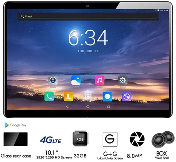 

MTK6753 Tempered 2.5D Glass 4G FDD LTE 10 inch tablet pc 8 Octa Core 3GB RAM 32GB ROM 1920*1200 IPS Screen WIFI Android 7.0 GPS