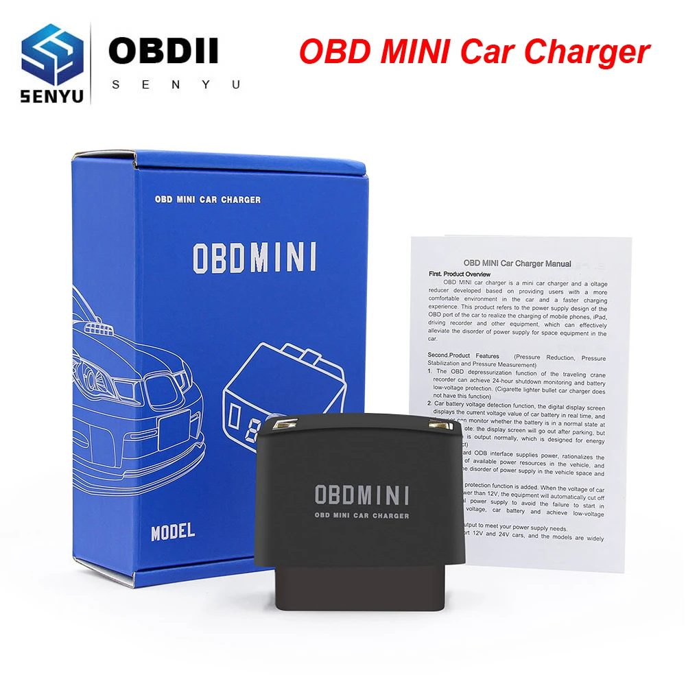 OBD Мини Автомобильное зарядное устройство для 12 В/24 В Автомобильное двойное отверстие автомобильное зарядное устройство OBD2 светодиодный цифровой дисплей батарея низкая защита напряжения OBD OBD2