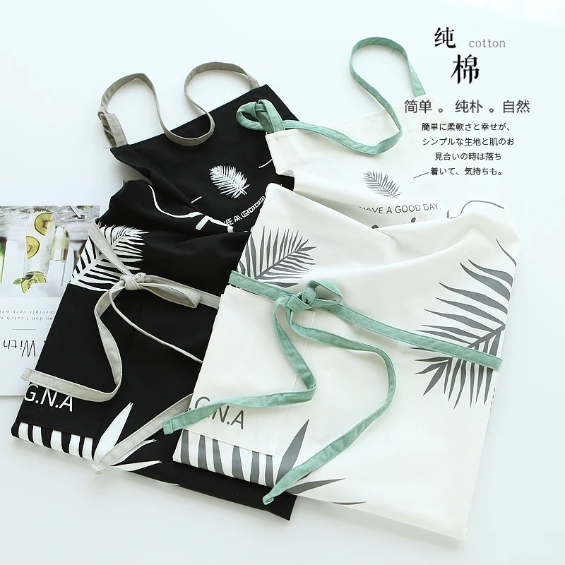 New Brief Nordic wind 100% cotton apron Coffee shops and restaurant work apron kitchen cooking Baking aprons for woman man bib