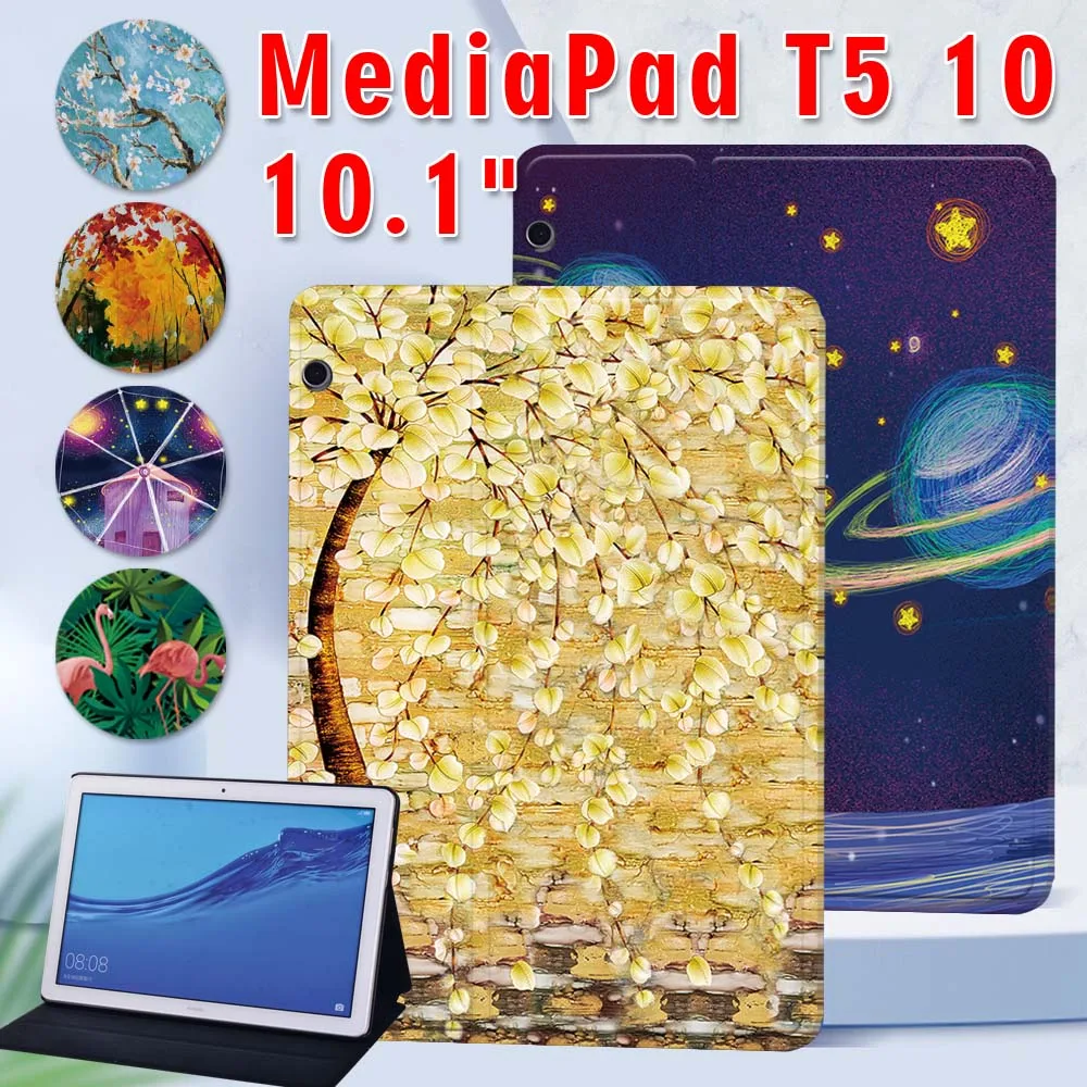 

Tablet Case PU Leather for Huawei MediaPad T5 10 10.1 Inch AGS2-W09/W19/L03/L09 Foldable Anti-fall Protective Case