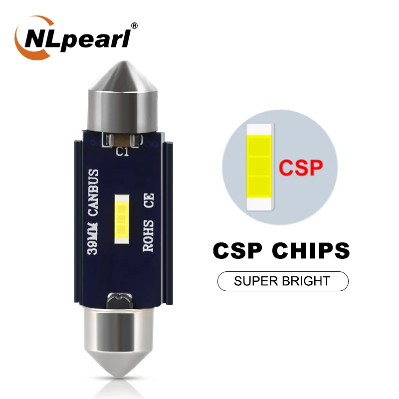 NLpearl 2x сигнальная лампа C10W C5W Led Canbus 31 мм 36 мм/39 мм/41 Festoon светильник 6000 К CSP SMD салона