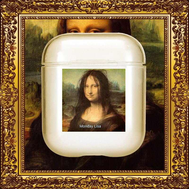 Mona Lisa Art Earphone Case For Apple iPhone Spoof Oil Painting Airpods wireless Bluetooth | Электроника