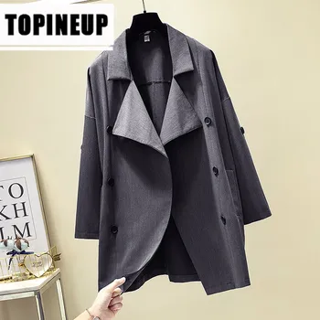 

2020 New Womens Fashion Casual lapel Loose long sleeve Solid color button leisure suit jacket