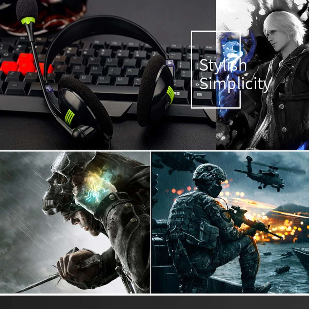 30mm driver units Wired control USB Headset 3D surround sound Head mounted Computer Headphone with Mic Switch Volume Control