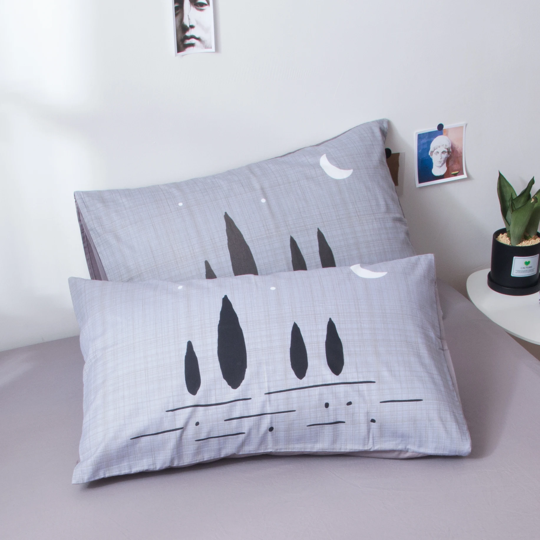 

Cotton White Washed Cotton Pillowcase Embroidery Cotton Words Solid Color Embroidered Pillowcase 2PCS No Pillow