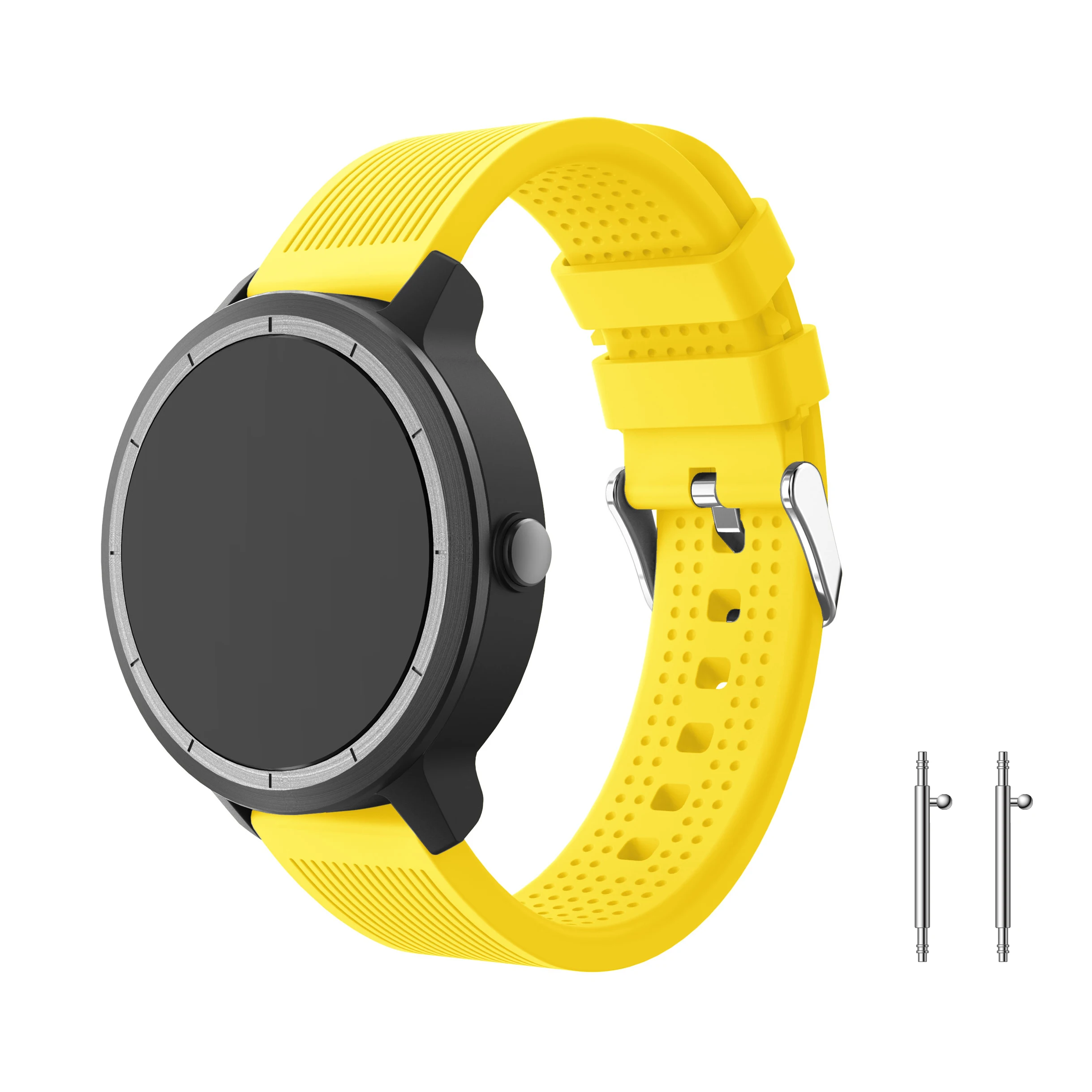 Yayuu полосатый силиконовый универсальный ремешок Quick Release Band для Garmin Vivoactive 3/HR/Forerunner 645/huawei Watche 2/Ticwatch E - Цвет: Yellow
