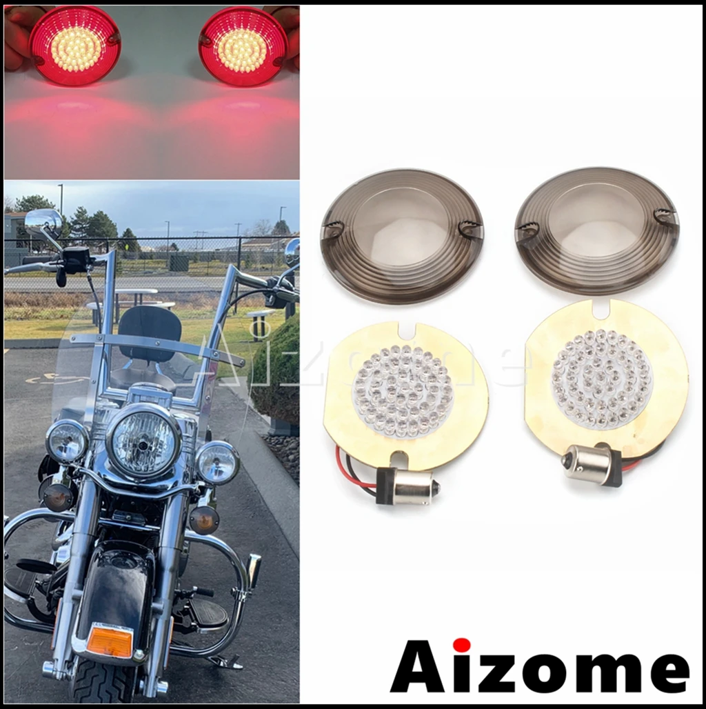 Flat Turn Signal Light Blinker Indicator Lamp Smoked Lens for Harley 
