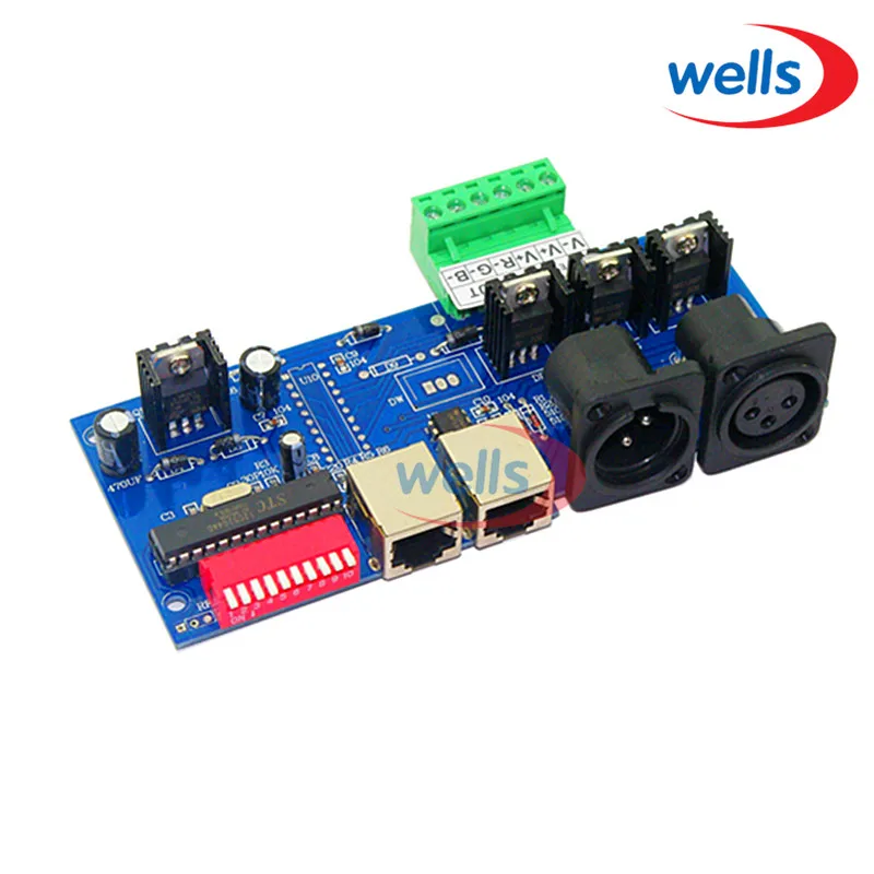 3CH DMX512 с RJ45 легко DMX RGB светодиодный декодер контроллер постоянного тока диммер