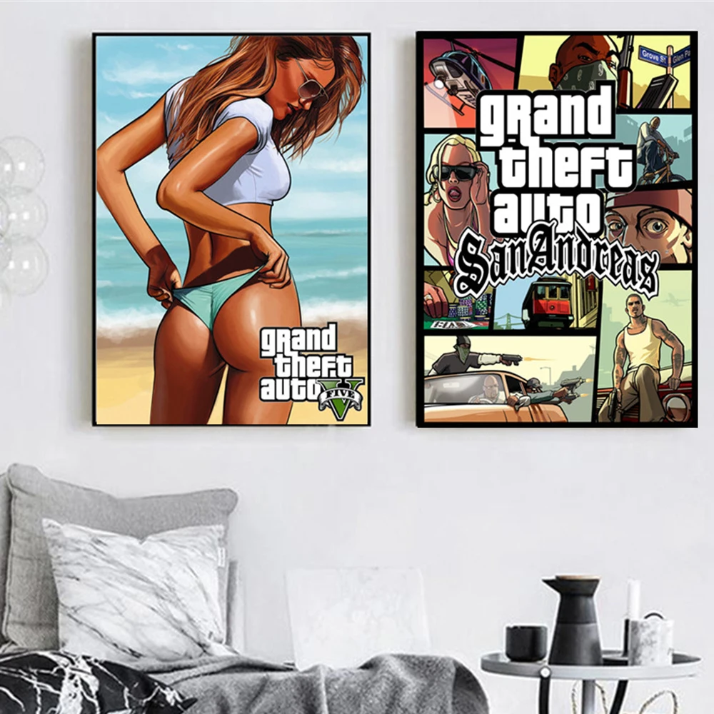 Винтажная Картина на холсте Город вице GTA 5 Сан Андреас плакаты принты картины для