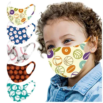 

1pc Children's Ball Printed Mask Reusable Adjustable Windproof Mouth Face Mask Dust-proof Smog Earloops Breathable Mascarillas