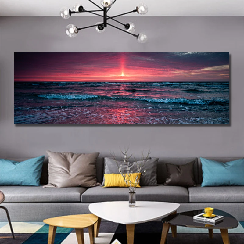 

Sunrise Seascape big size bedroom decoration canvas painting art Modular pictures photography canvas prints from custom photo